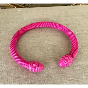 Classic Cable Bracelet Cuff in a bright Pink
